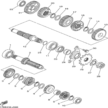 Gear 5th wheel, 17D-17251-11 , Yamaha